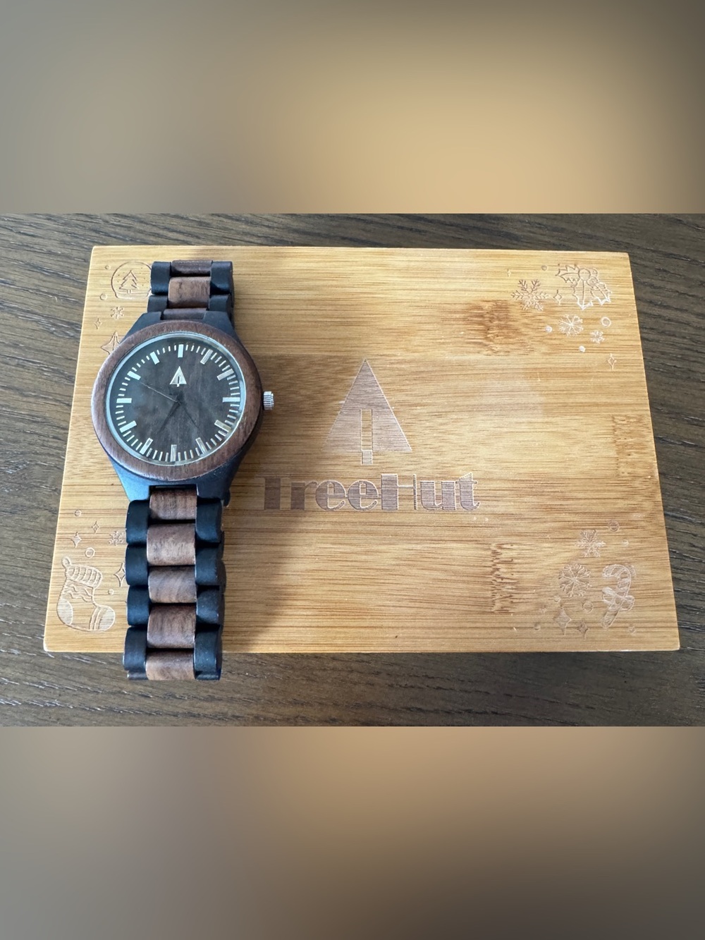 Treehut Men's Wooden Watch — Black and Brown Two-Tone
